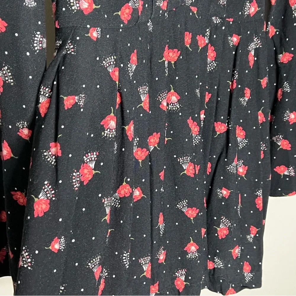 Free people Tegan black red floral print dress size 0 - Picture 7 of 8